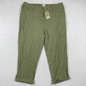 Fat Face Pants Womens‎ 16 Khaki Green Austell Linen Blend Jogger Casual Lounge